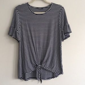 Annabelle stripes front tie nautical flowy top L
